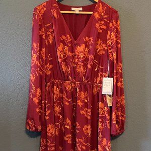 Long Sleeve Chiffon Floral Midi Dress